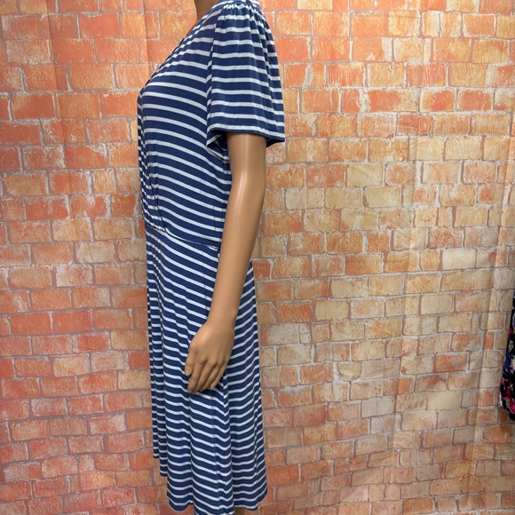GAP Striped Hirt Sleeve Knit Mock Wrap Dress - Picture 3 of 7